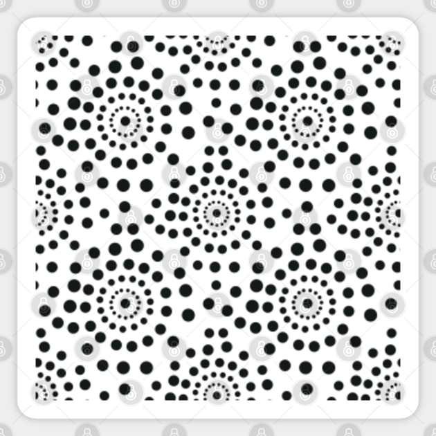 Black circular dot pattern on white Dot Design Sticker TeePublic
